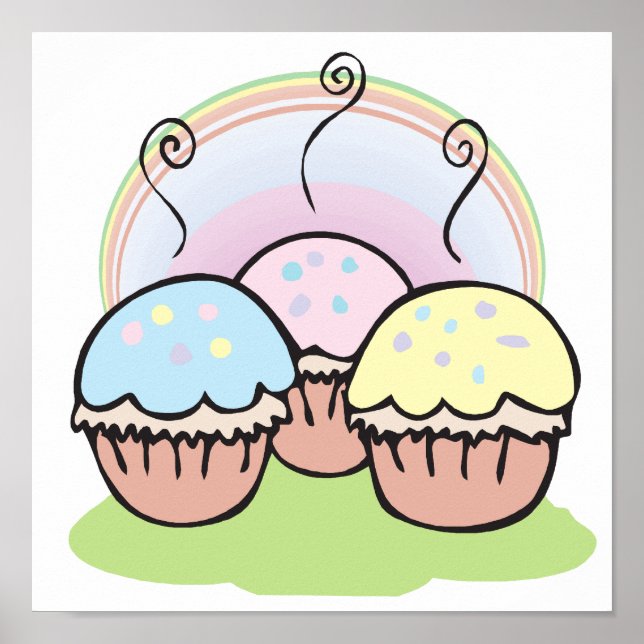 three cute little cupcakes poster (Front)