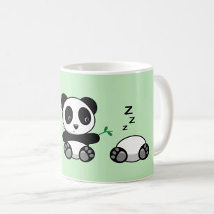 Three Cute Little Pandas on Green Coffee Mug