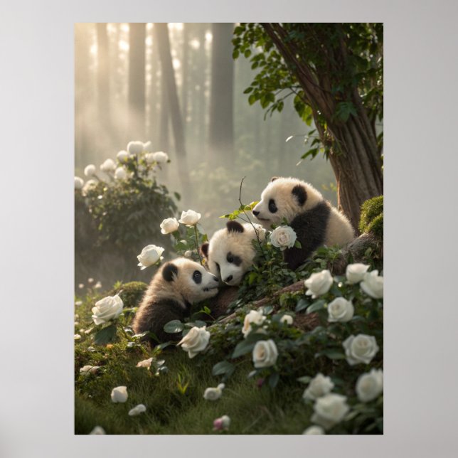 Three Cute Pandas Poster (Front)