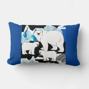 Three Cute Polar Bear  Lumbar Pillow