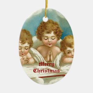 Three cute praying angels ornaments