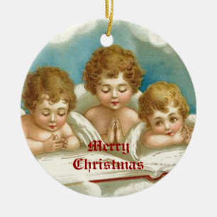Three cute praying angels ornaments