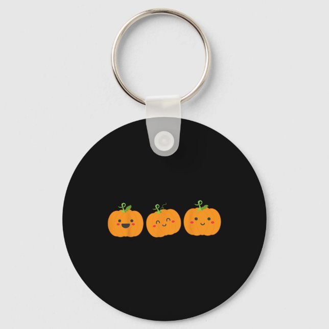 Three cute pumpkins for kids halloween and fall se keychain (Front)