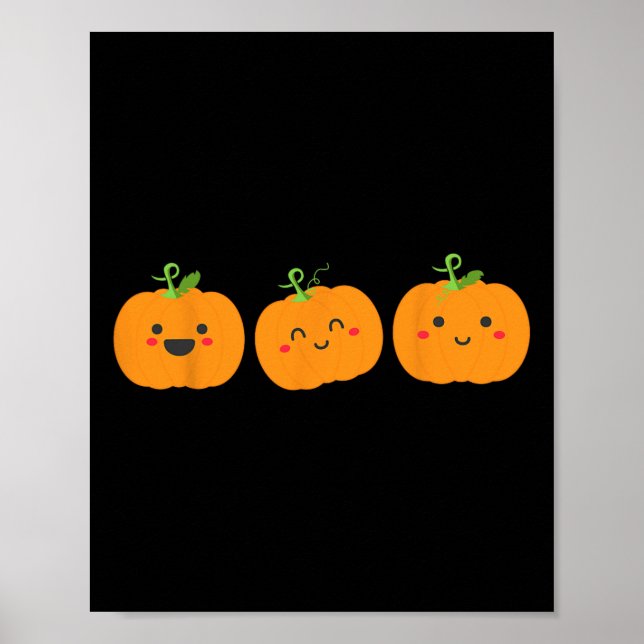 Three cute pumpkins for kids halloween and fall se poster (Front)