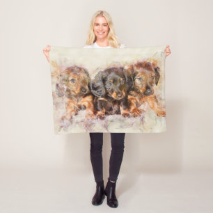 Three Cute Puppies Fleece Blanket