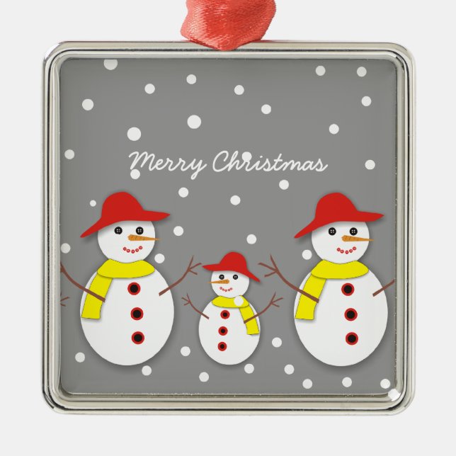 Three cute snowmen custom Christmas ornament (Front)