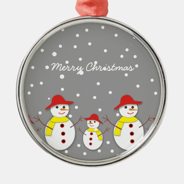 Three cute snowmen custom Christmas ornament (Front)