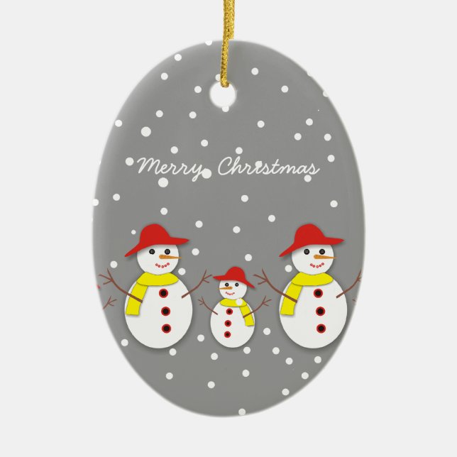 Three cute snowmen custom Christmas ornament (Front)