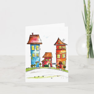 Three Cute Whimsical Houses Card