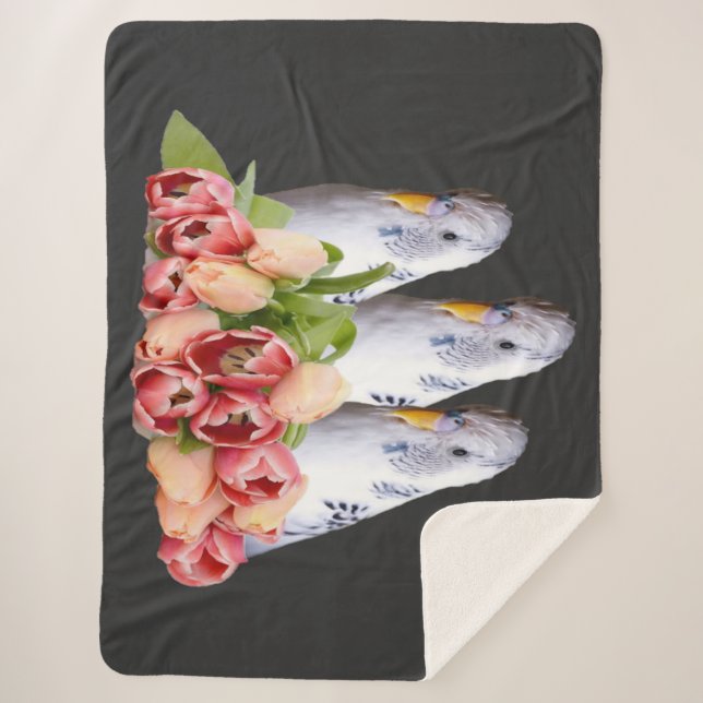 three cute white wave tables sherpa blanket (Front)