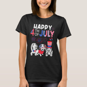 Three Dachshund Happy 4th Of July American Flag 1 T-Shirt