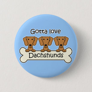 Three Dachshunds 2 Inch Round Button