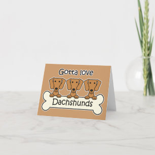 Three Dachshunds Card