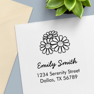 Three Daisies Address Self-inking Stamp