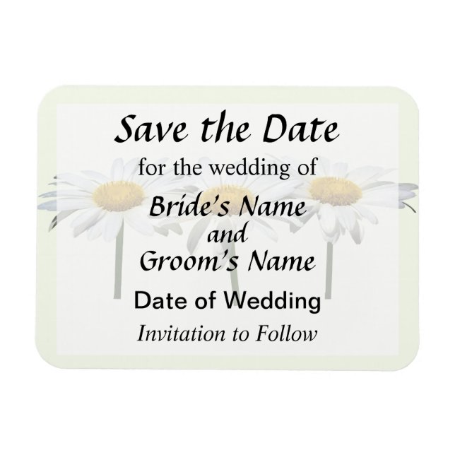 Three Daisies In a Row Save The Date Magnet (Horizontal)