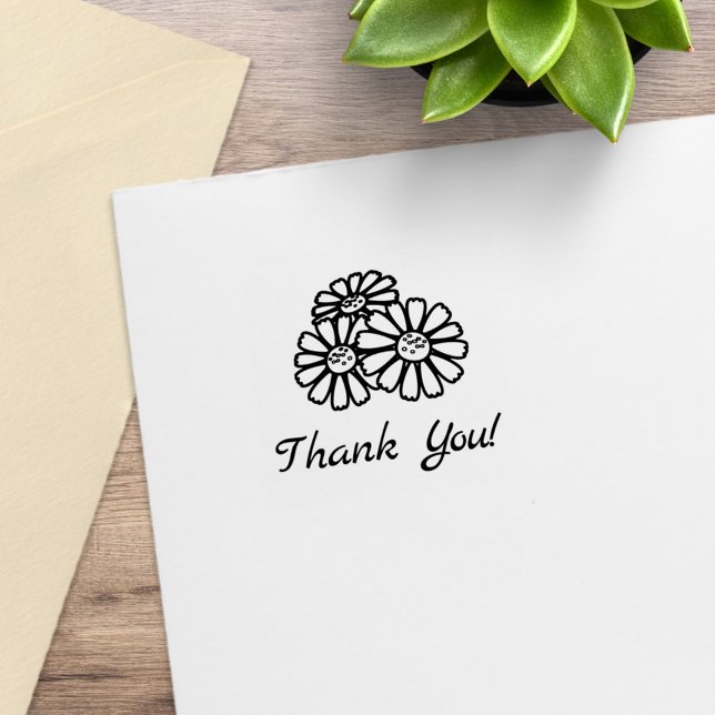 Three Daisies Thank You 1x1 Rubber Stamp (Creator Uploaded)