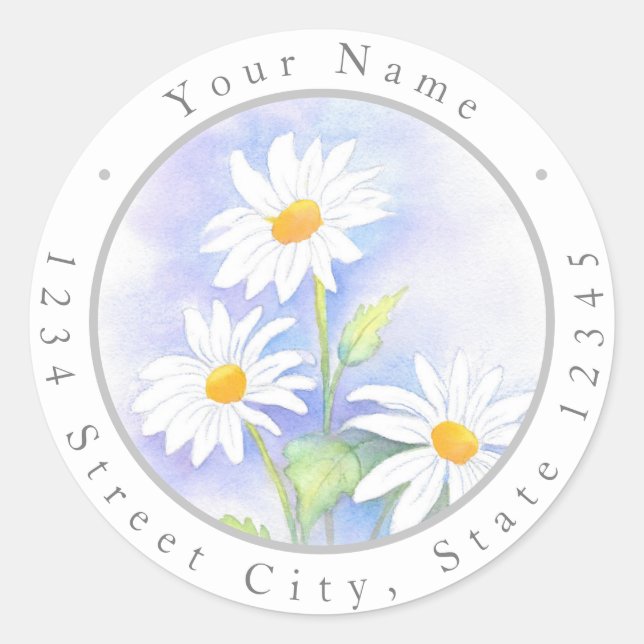 "Three Daisies" Watercolor Labels (Front)