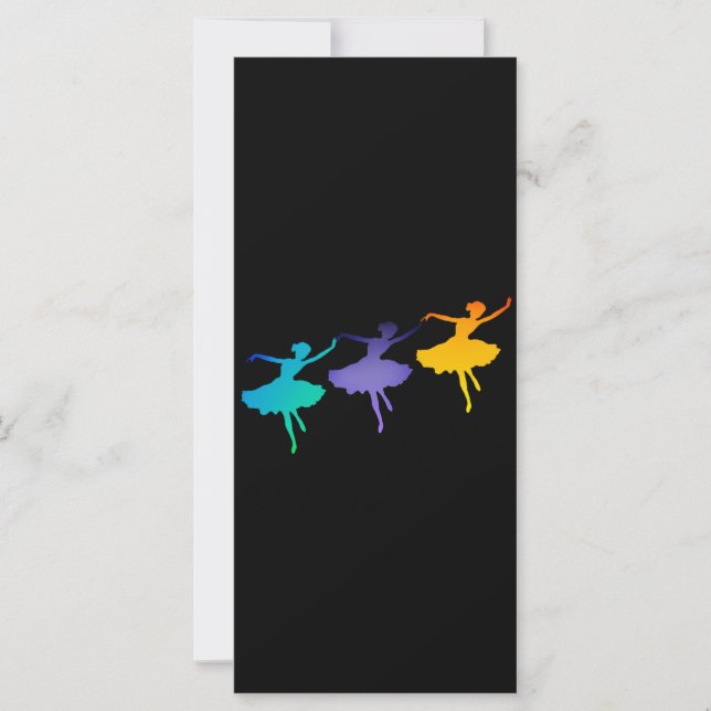 Three Dancers On Black Rack Card (Front)