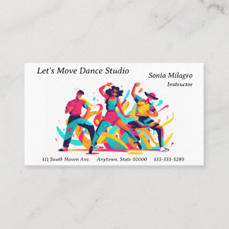 Three dancers with festive, upbeat colours business card