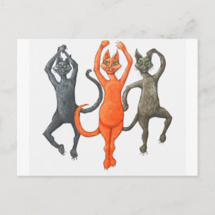 Three Dancing Cats Postcard