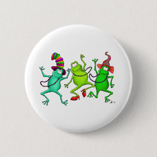 Three Dancing Frogs 2 Inch Round Button