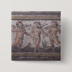 Three dancing putti accompanied by one playing the 2 inch square button