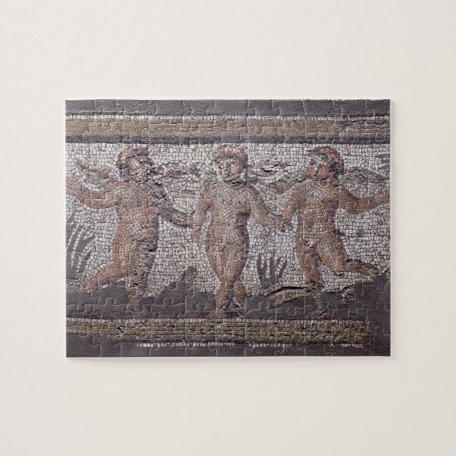 Three dancing putti accompanied by one playing the jigsaw puzzle (Horizontal)