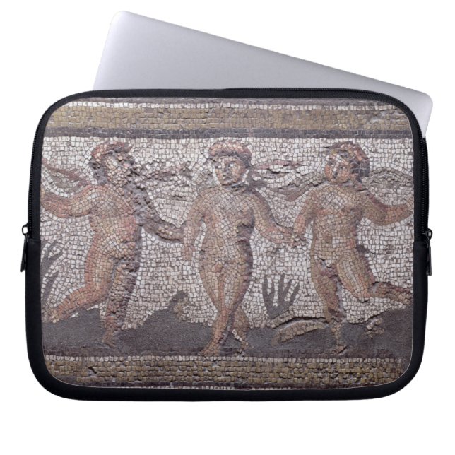 Three dancing putti accompanied by one playing the laptop sleeve (Front)