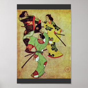 Three Dancing Samurai By Katsushige Iwasa (Best Qu Poster