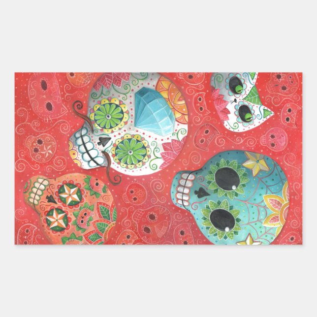 Three Day of The Dead Skulls Sticker (Front)