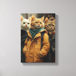 Three Detective Cats on the Case Canvas Print