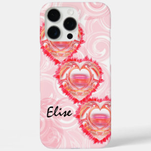 Three Diagonal Stacked Tattered Hearts Custom iPhone 16 Pro Max Case