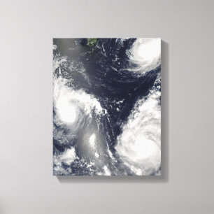 Three different typhoons canvas print
