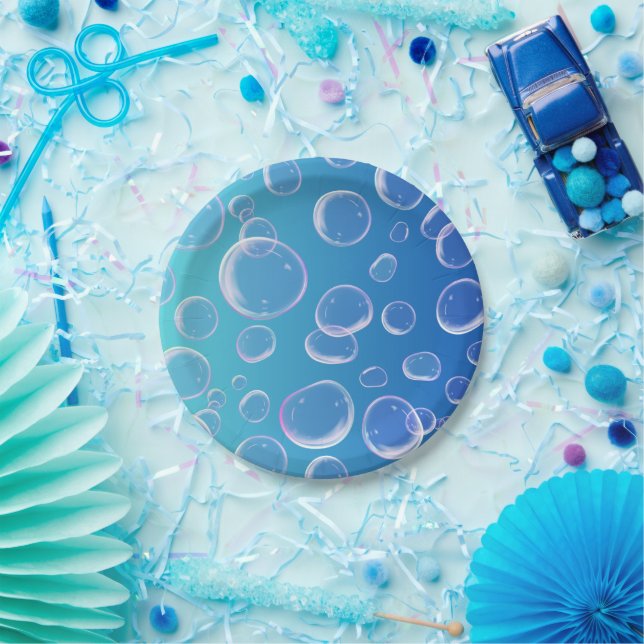 Three-Dimensional Colourful Bubbles  Paper Plate (Party)
