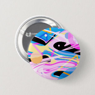 Three Dimensional Geometric Abstract Painting 2 Inch Round Button