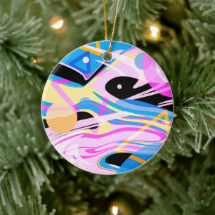 Three Dimensional Geometric Abstract Painting Ceramic Ornament