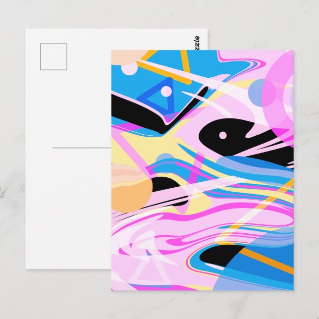 Three Dimensional Geometric Abstract Painting Postcard (Front/Back)