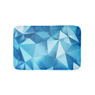 Three-dimensional geometric, metal blue background bath mat