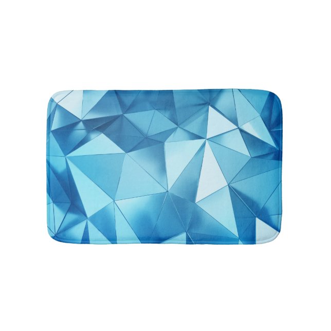 Three-dimensional geometric, metal blue background bath mat (Front)