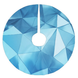 Three-dimensional geometric, metal blue background brushed polyester tree skirt