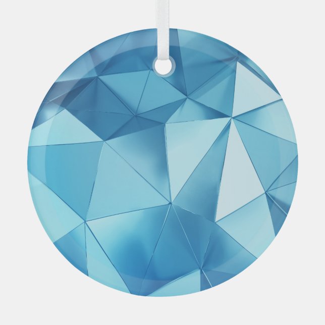 Three-dimensional geometric, metal blue background glass ornament (Front)