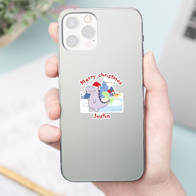 three dinosaurs christmas gift, personalized name  (Phone)