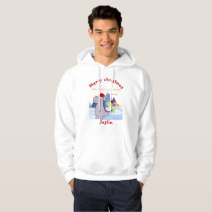 three dinosaurs christmas gift, personalized name  hoodie