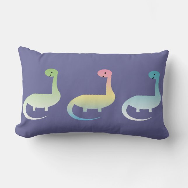 Three Dinosaurs Colourful Pillow (Front)