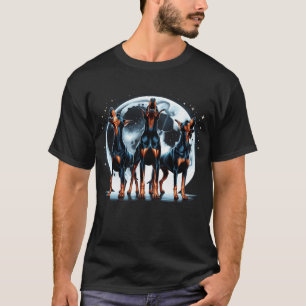 Three Doberman Pinschers Howling at Moon Like T-Shirt