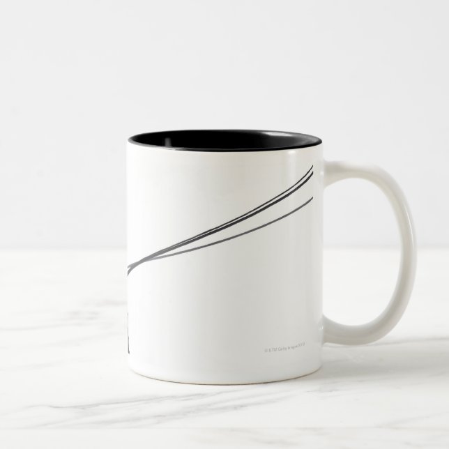 Three Dobermans on leash Two-Tone Coffee Mug (Right)