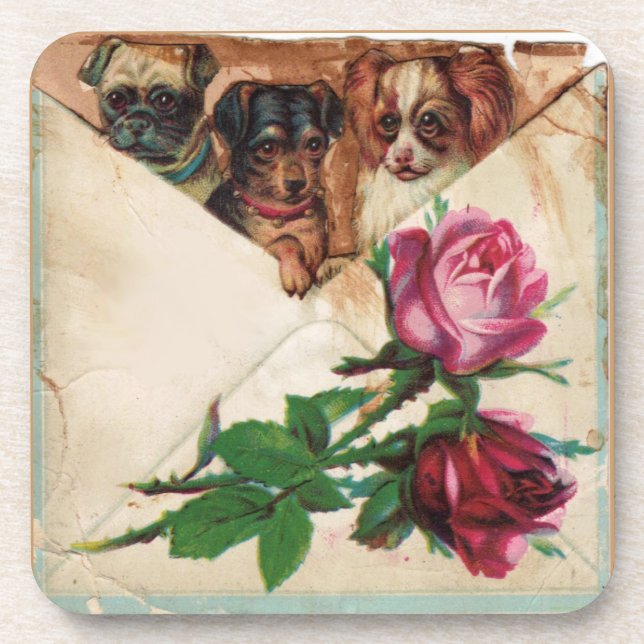 THREE DOGGIES AND ROSES COASTER (Front)