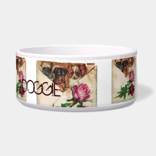 THREE DOGGIES WITH ROSES