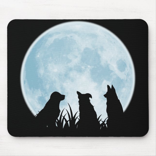 Three Dogs at Night Mouse Pad (Front)