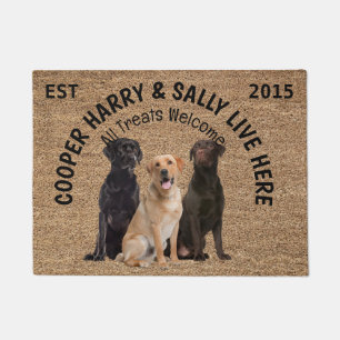 Three Dogs Personalized Dog Lover Doormat